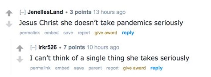  Reddit users believe Briana's not taking the crisis 'seriously'
