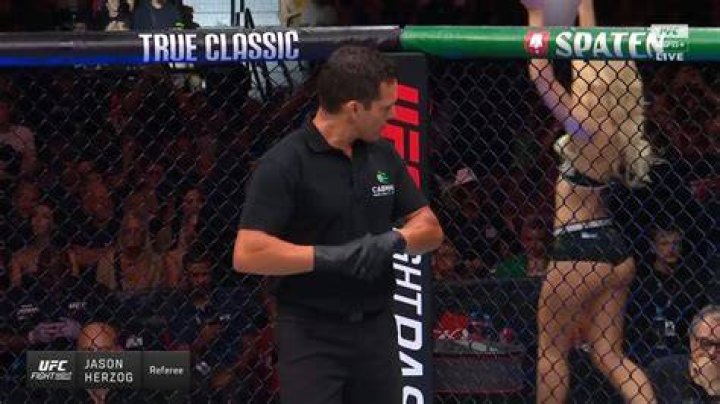 Referee Jason Herzon steps in to spare her blushes