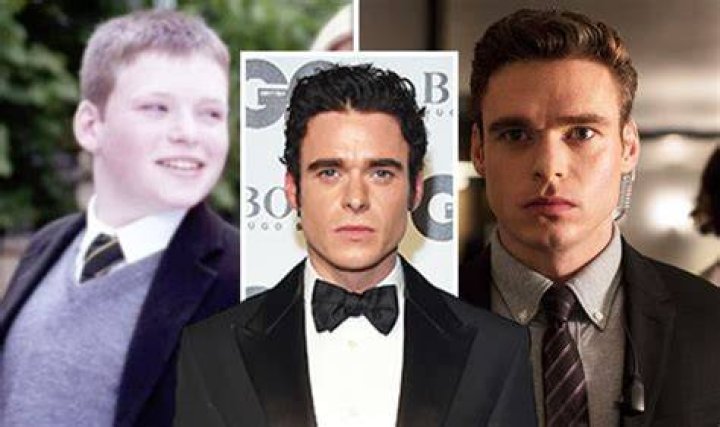 Richard Madden looked very different during his school days - pictured with Toyah Willcox who he appeared with in Barmy Aunt Boomerang
