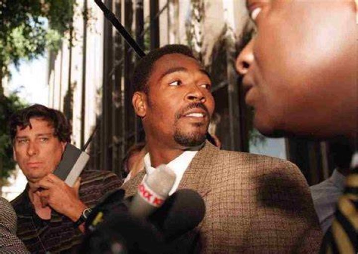 Rodney King speaks to reporters in 1996