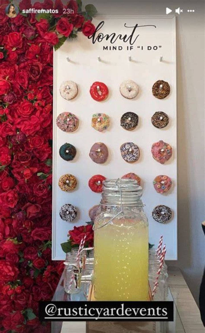 Ronnie and Saffire helped set things up by putting up the donuts on their donut wall, which was next to their rose wall