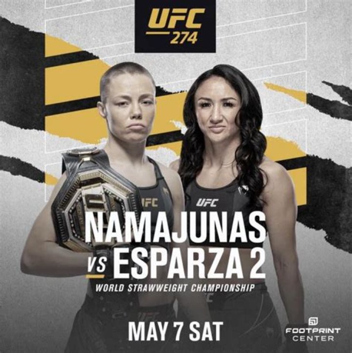 Rose Namajunas and Carla Esparza fight in the women&rsquo;s strawweight championship during UFC 274 on May 07, 2022