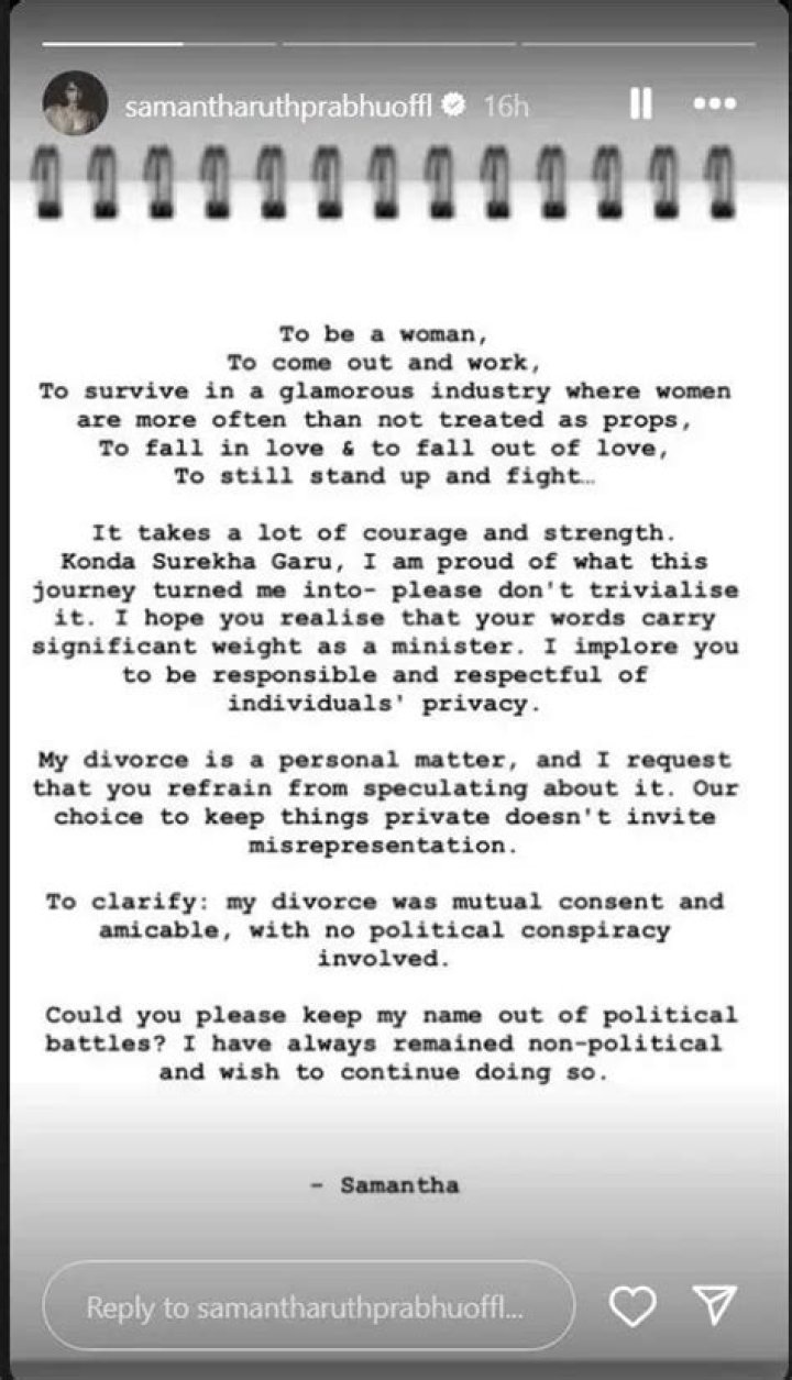 Samantha responded to followers comments