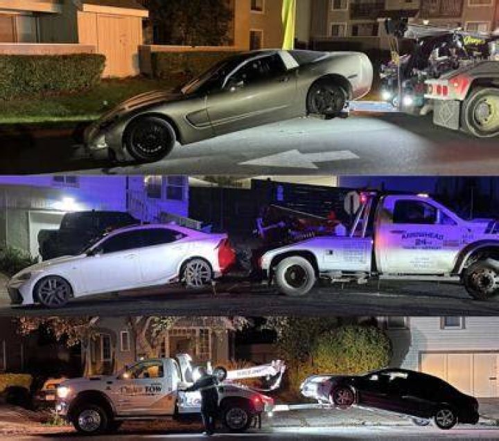 Several cars were towed off the track