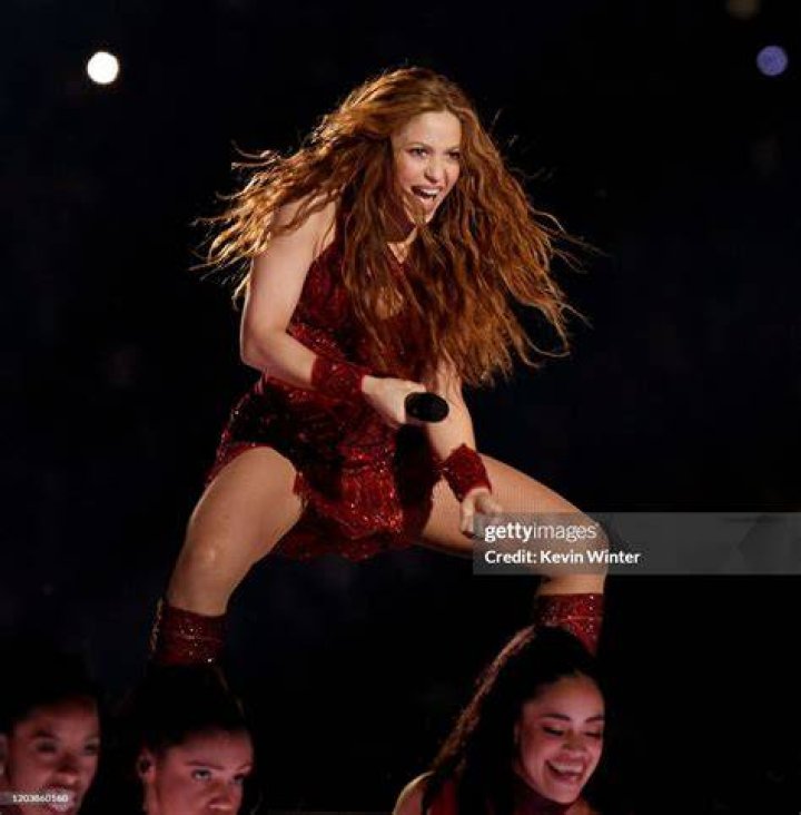  Shakira performs during the Pepsi Super Bowl Halftime at the Super Bowl in Miami, Florida