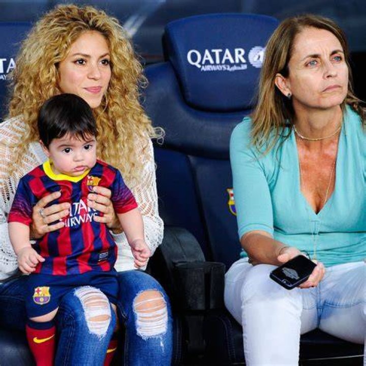 Shakira with Milan and Montserrat at a La Liga game