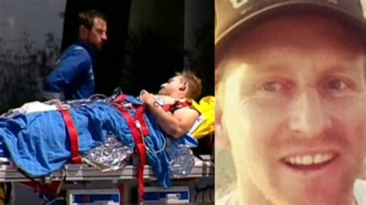 Shark attack victim Joel Mason with Dave after he was savaged