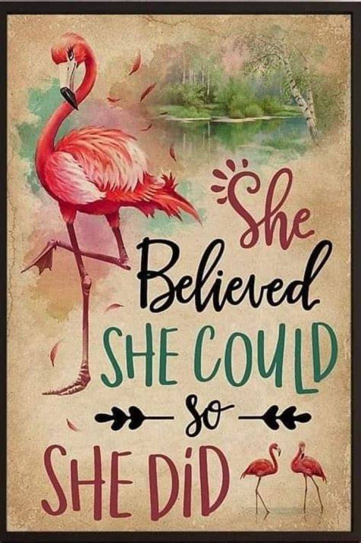 She frolicked on a flamingo inflatable