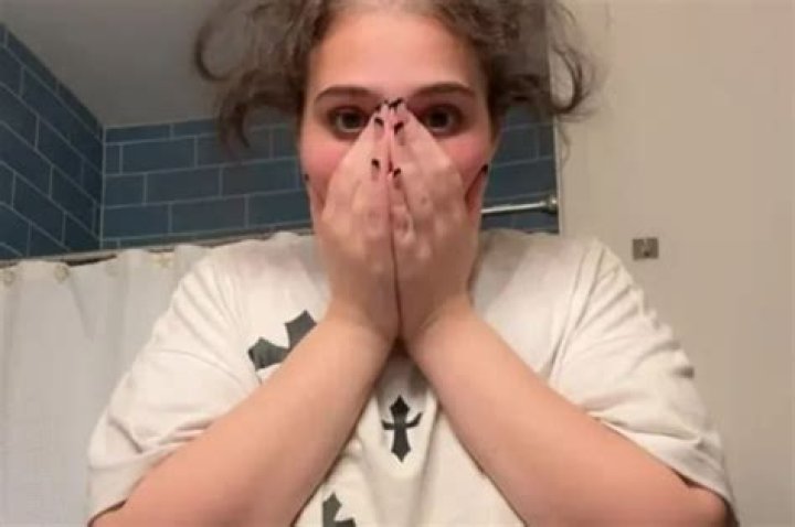 She was left hysterically sobbing in a now viral video