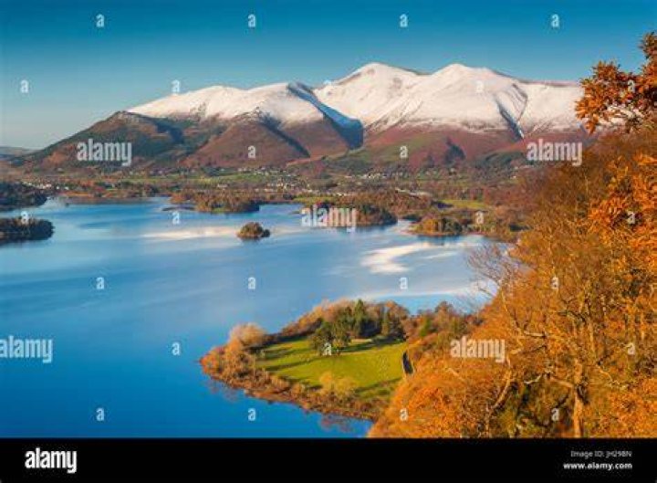 Skiddaw mountain in the Lake District covered in snow this morning