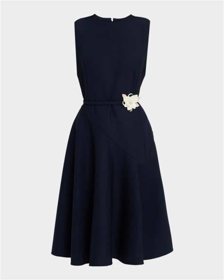 Sleeveless Belted Dress in Stretch Cotton