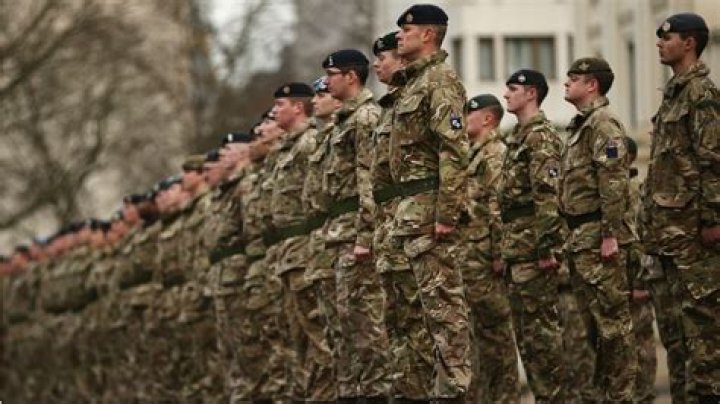 Soldiers of the UK's 2nd Battalion Royal Anglian infantry unit take part in Nato military exercises on Monday