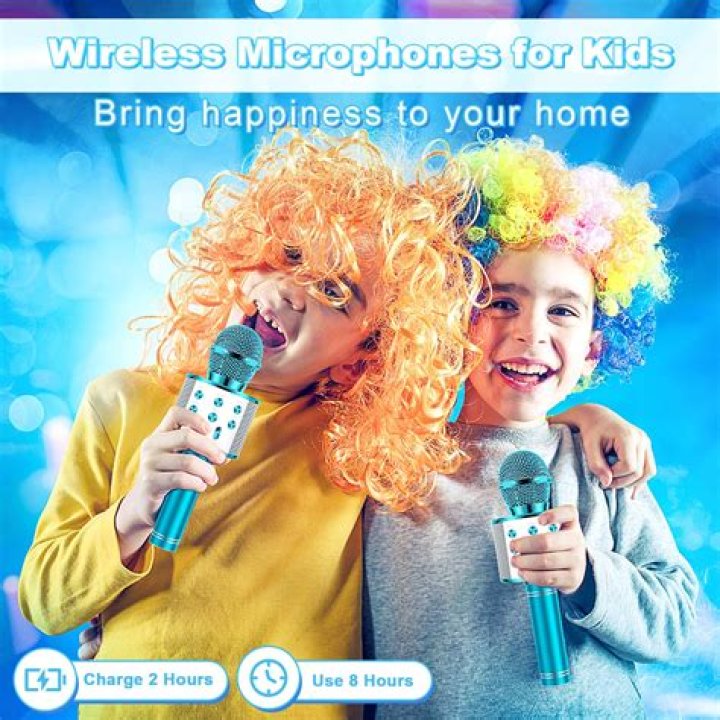 Sonneten Kids Microphones for Singing Wireless Handheld Microphones & Music Player/Speaker w/ 5 Voice Changers Echo Volume Recording Function for Birthday Gifts Girls Age 3 4 5 6 7 8+, 2 Pack, Pink