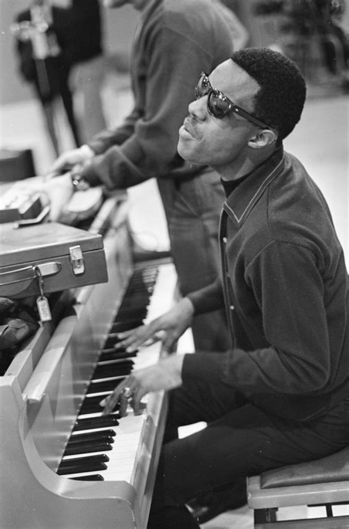 Stevie Wonder (at piano) jams with Steven Stills (with drum), Stephanie Mills and Teddy Pendergrass (behind Wonder) for his New York secretary, Mary Ann Cummings, and 300 guests on her birthday at Studio 54.