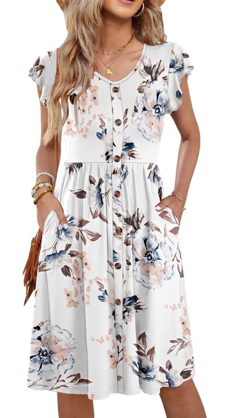 Summer Dresses for Women 2022 Petite Empire Waist Maxi Dress with Pockets(M,A-Green)