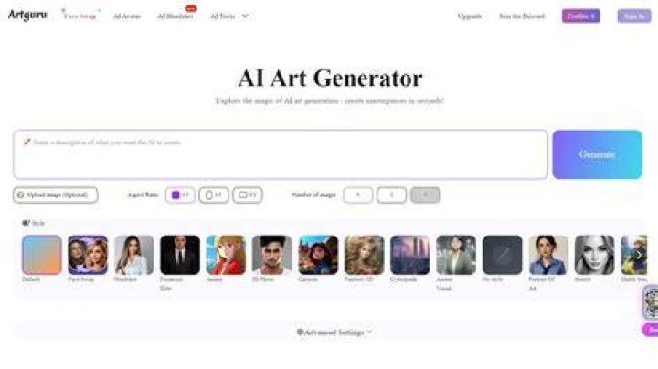 The Artguru user will see this page when selecting the Face Swap option for the 90s Yearbook Trend
