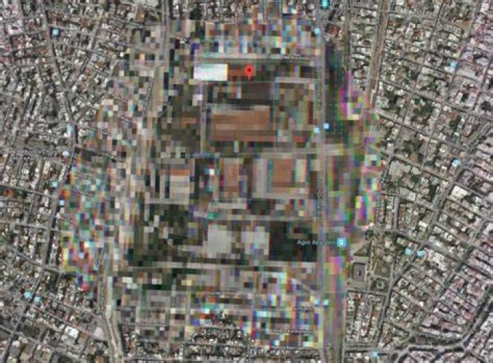 The Ayioi Anargyroi Military Base Athens is heavily blurred on Google Maps