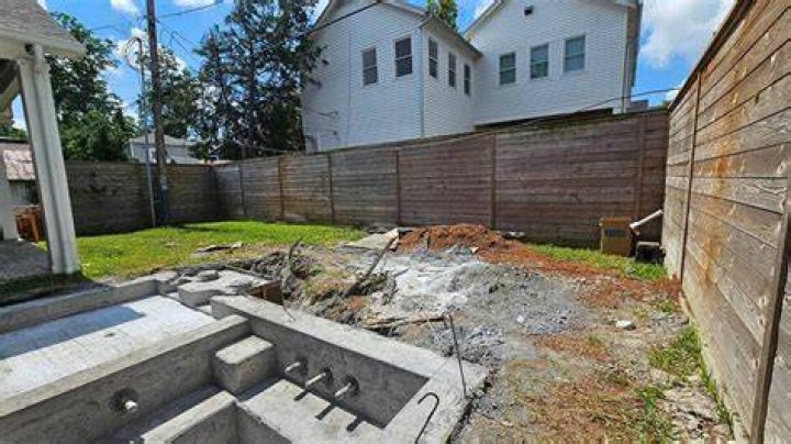 The backyard was excavated with heavy machinery