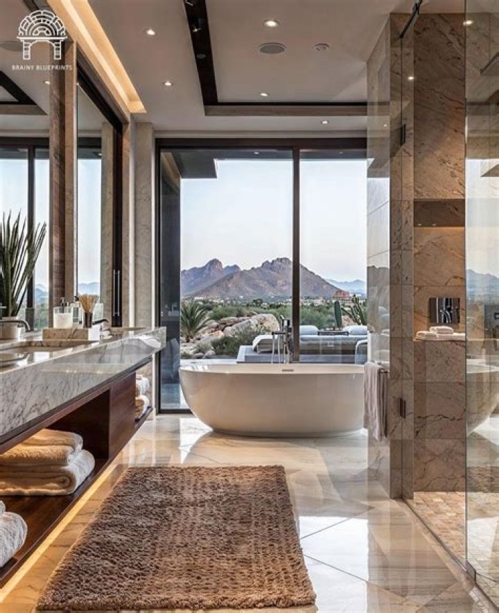 The bathroom has a huge shower