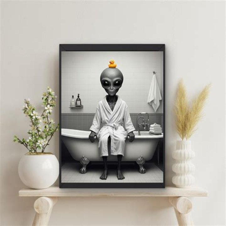 The bathroom has alien-related items and its fully waterproof