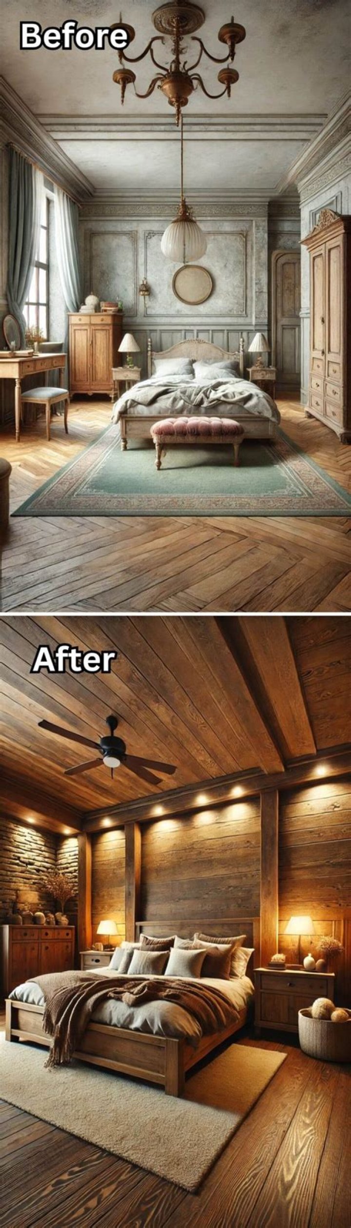 The bedroom before, which the dad described as looking like an 'oiled frog'
