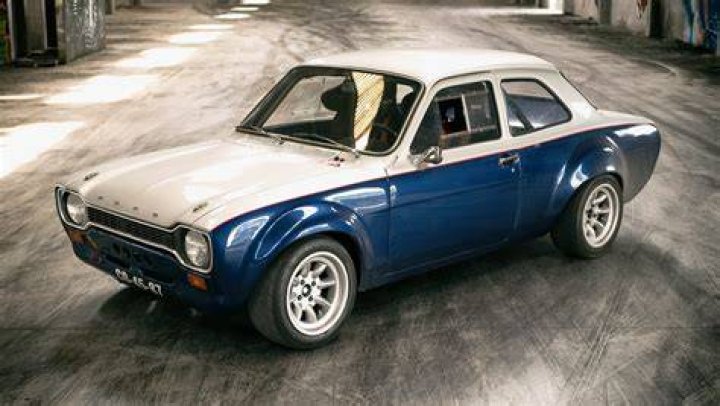 The Classic Ford Escort RS Cosworth is finished in Auralis blue