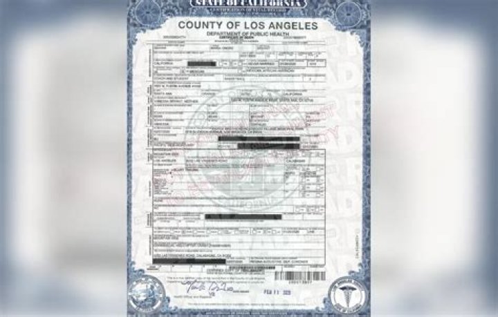  The death certificate for Kobe Bryant