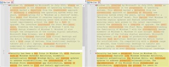 The differences are highlighted in red