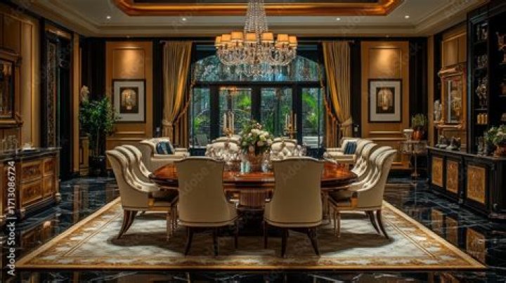The dining area is opulent and seats 14