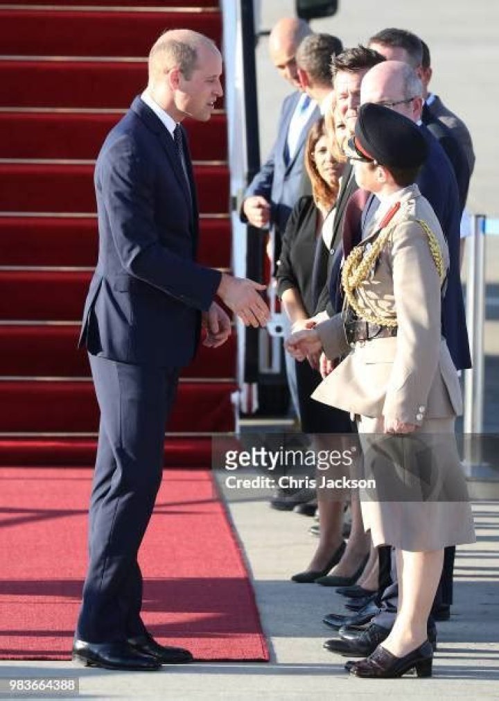 The Duke of Cambridge shakes hands with Manfred Goldberg