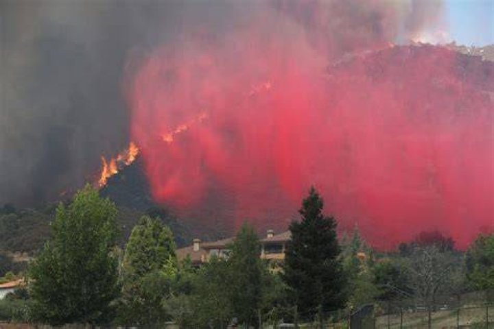 The El Dorado Fire burns a hillside near Yucaipa in the San Bernardino National Forest