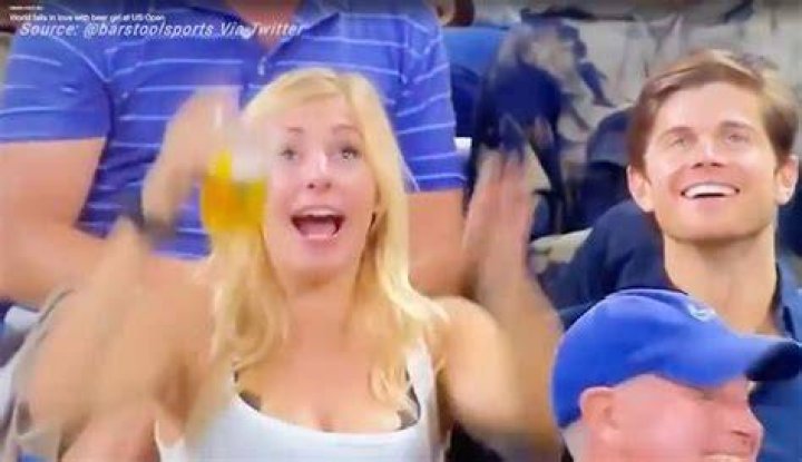 The fan spotter herself on the big screen at the US Open