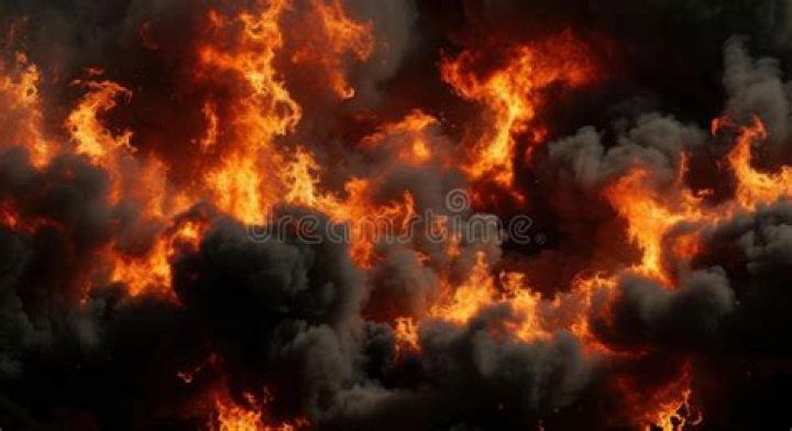 The flames and thick smoke could be seen from the airport