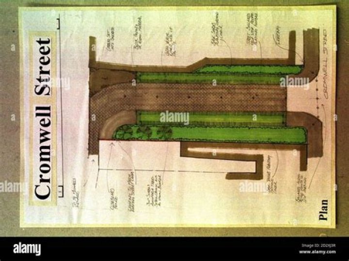 The garden at Cromwell Street being dug up by detectives