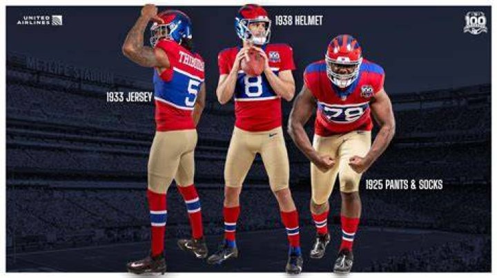 The Giants also wore alternate helmets this season
