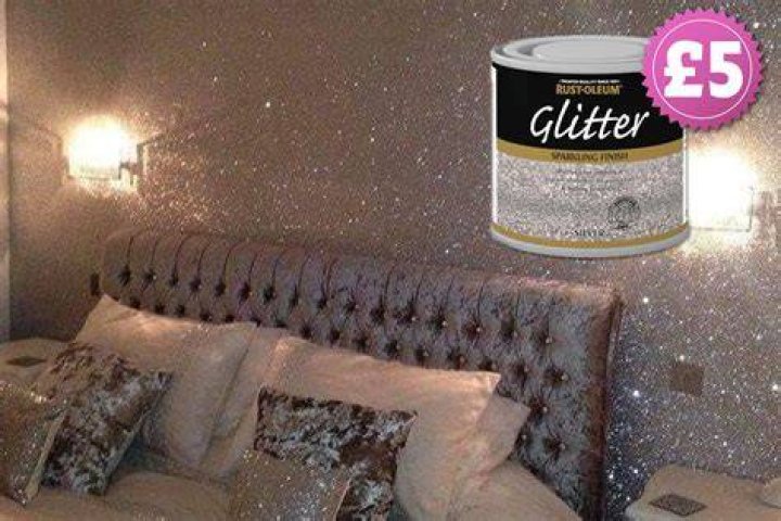 The glitter paint also comes in gold and purple
