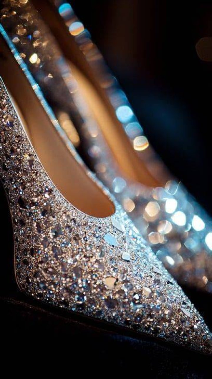  The glittering footwear has been reduced in price