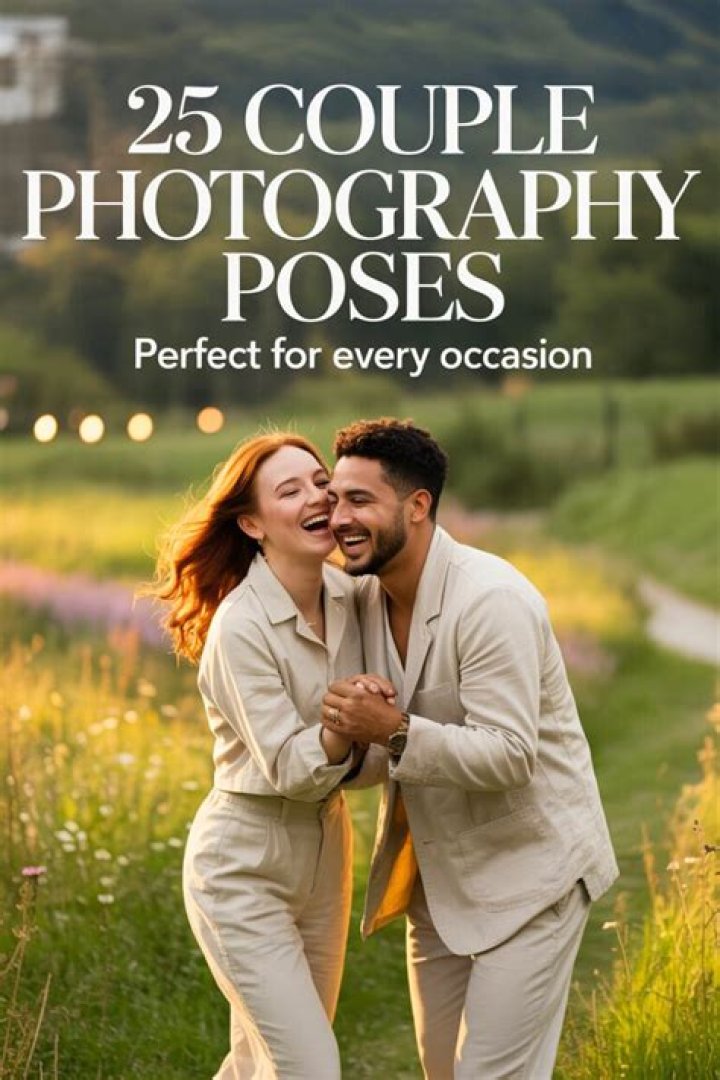 The good-looking couple pose in paradise