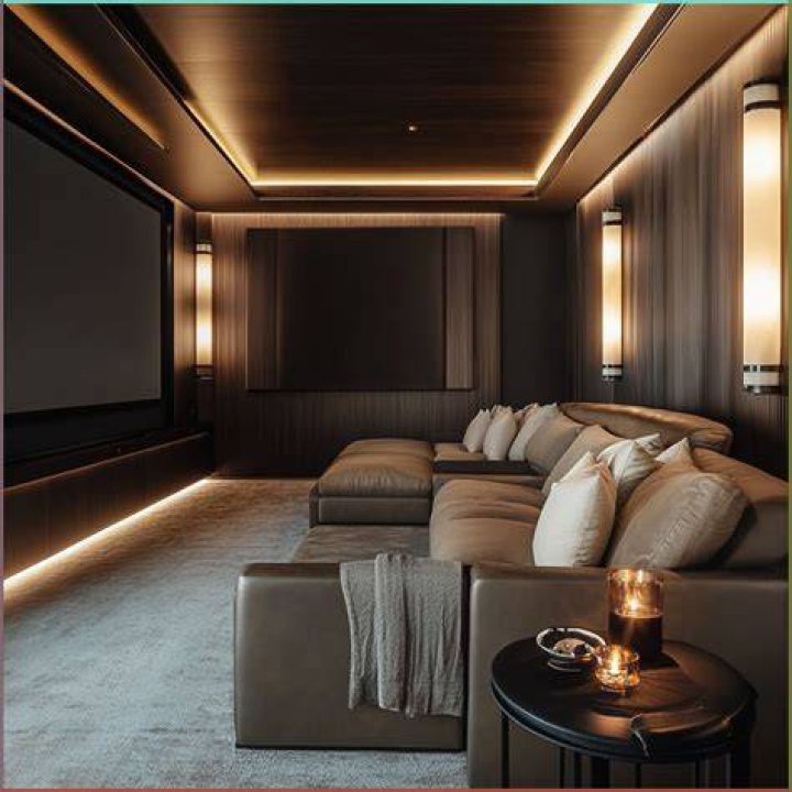 The incredible cinema room features an 85-inch screen