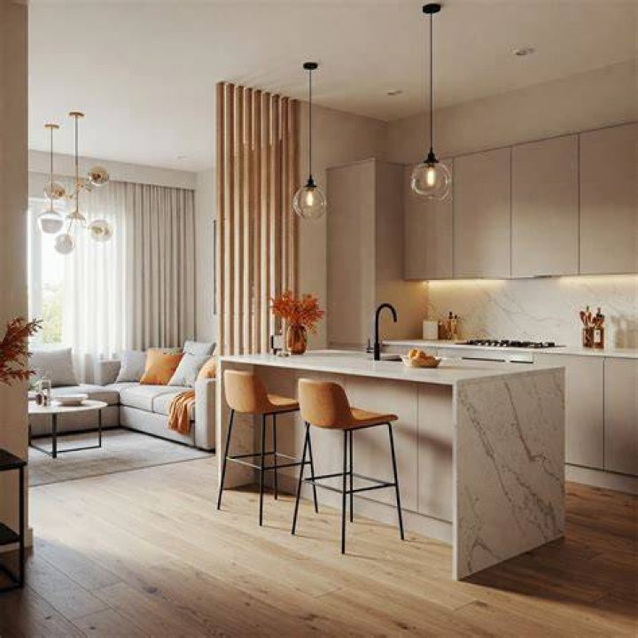 The kitchen and living room of Scott Disick's new bachelor pad
