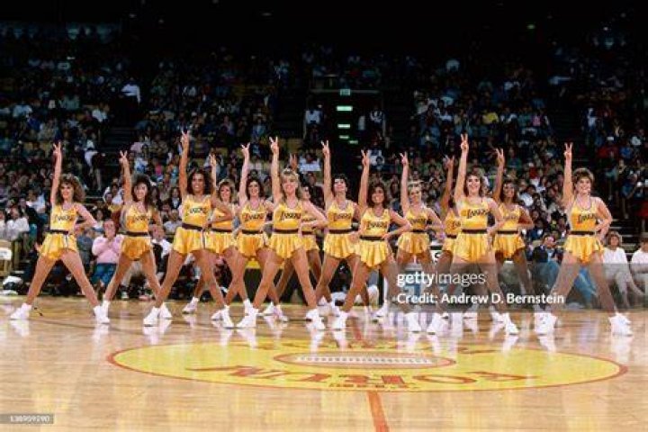 The Laker Girls featuring Paula Abdul perform during a game circa 1985