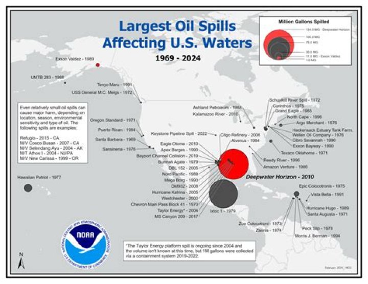 The largest oil spill in history struck on April 20, 2010, after the Deepwater Horizon rig exploded and sank about 41 miles off the coast of Louisiana in the Gulf of Mexico