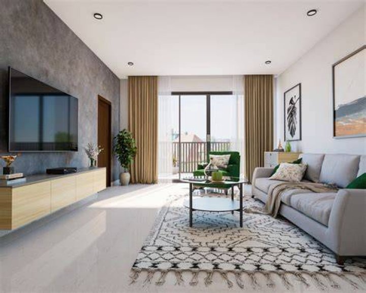 The living room is spacious and well decorated 