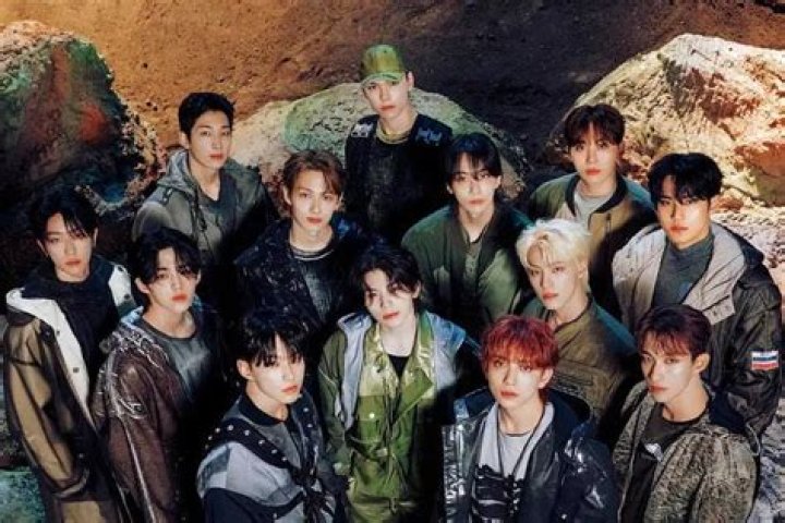 The music group Seventeen pictured at their New Album Attacca Release Showcase in October 2021