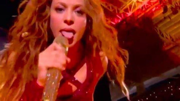  The pop star sizzled in a little red two-piece costume on the Super Bowl halftime stage