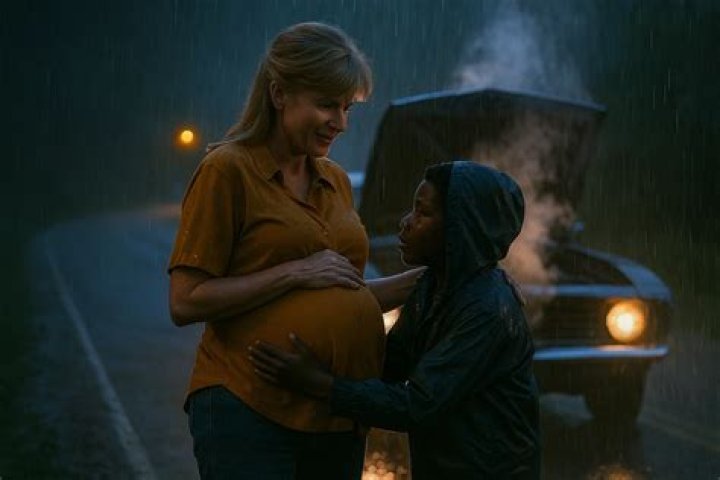 The pregnant woman is stranded in a sinking shipping container