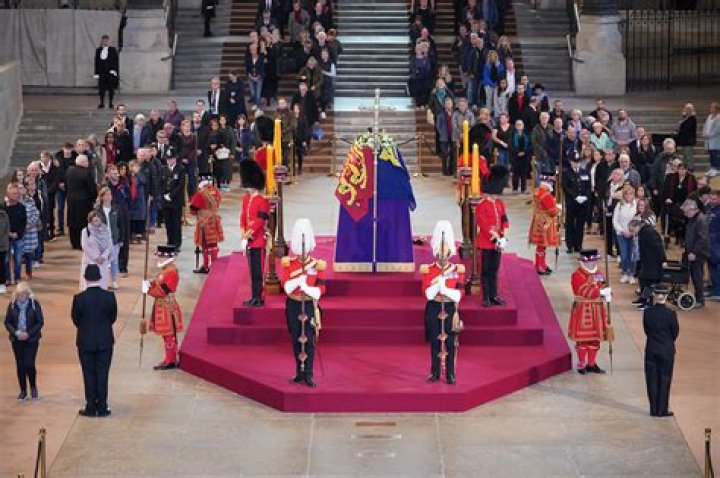 The Queen&rsquo;s coffin was carried on a 123-year-old gun carriage towed by 98 Royal Navy sailors in a tradition dating back to the funeral of Queen Victoria