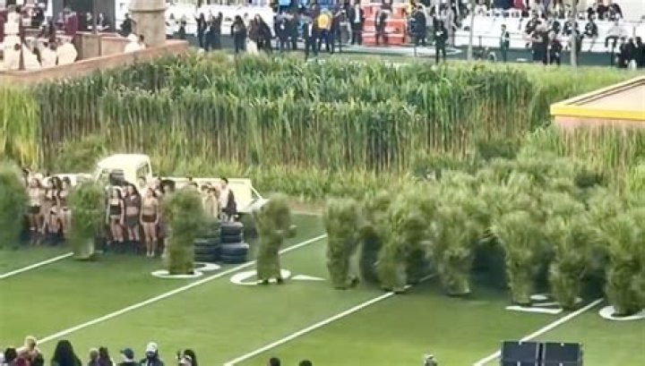 The Super Bowl grass being prepared outside of Allegiant Stadium