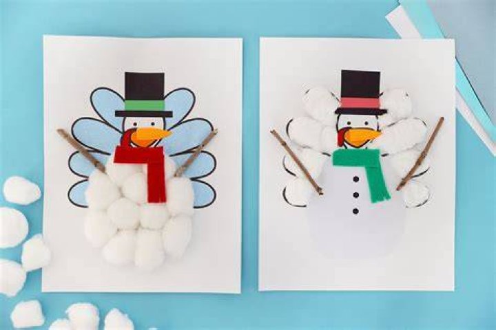 The tiny snowman is disguised among the flurry of snowdrops and flakes