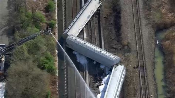 The train derailed in a rural area of Missouri